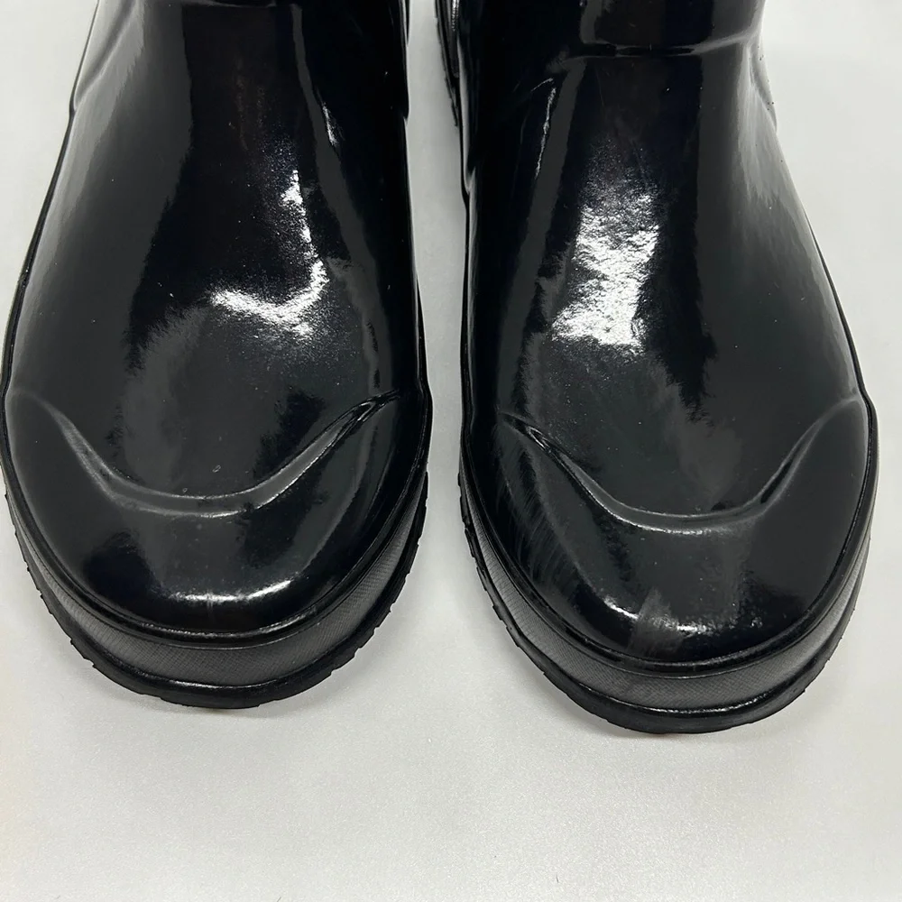 Youth Glossy Black Bogs  Waterproof Rubber Rain Boots Size 4
